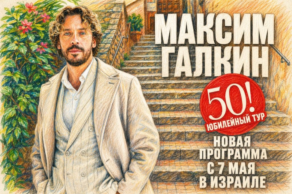 Максим Галкин выступит в Израиле с юбилейной программой “50!” в мае 2027 года. Даты концертов, города, площадки, цены на билеты и ссылка на покупку.